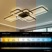 IANUSIS Lampadario LED con telecomando 95W, 3 Elementi, Luce Fredda/Calda/Neutra, Dimmerabile, Nero Lampadari LED con Telecomando Titolo predefinito Alessandro Design