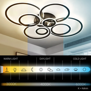 Lampadario LED con telecomando BETTY 127W, 8 Cerchi, Luce Fredda/Calda/Neutra, Dimmerabile, Nero Lampadari LED con Telecomando Titolo predefinito Alessandro Design
