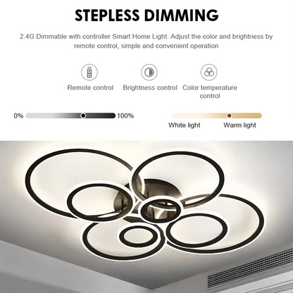 Lampadario LED con telecomando BETTY 127W, 8 Cerchi, Luce Fredda/Calda/Neutra, Dimmerabile, Nero Lampadari LED con Telecomando Titolo predefinito Alessandro Design