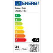 Lampadario LED a sospensione con telecomando ANINA 34W, 1 Cerchio, Luce Fredda/Calda/Neutra, Dimmerabile, Nero, Lampadari LED con Telecomando Titolo predefinito Alessandro Design