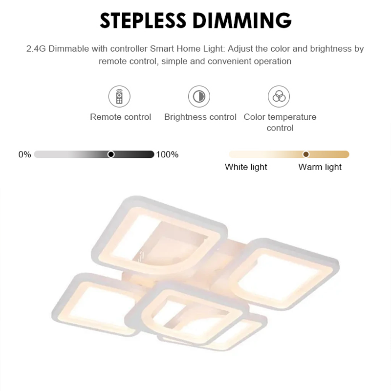 Lampadario a LED con telecomando ZOE 70W, 5 Quadrati, Luce Fredda/Calda/Neutra, Dimmerabile, Lampadario a LED Bianco con telecomando Titolo predefinito Alessandro Design