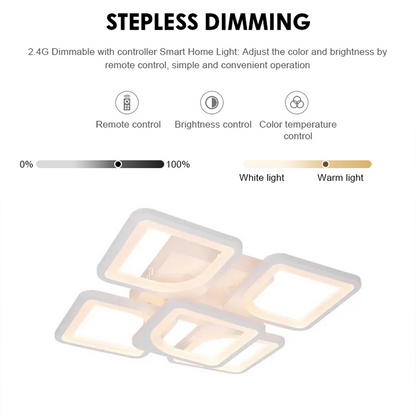 Lampadario a LED con telecomando ZOE 70W, 5 Quadrati, Luce Fredda/Calda/Neutra, Dimmerabile, Lampadario a LED Bianco con telecomando Titolo predefinito Alessandro Design