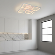 Lampadario a LED con telecomando ZOE 70W, 5 Quadrati, Luce Fredda/Calda/Neutra, Dimmerabile, Lampadario a LED Bianco con telecomando Titolo predefinito Alessandro Design