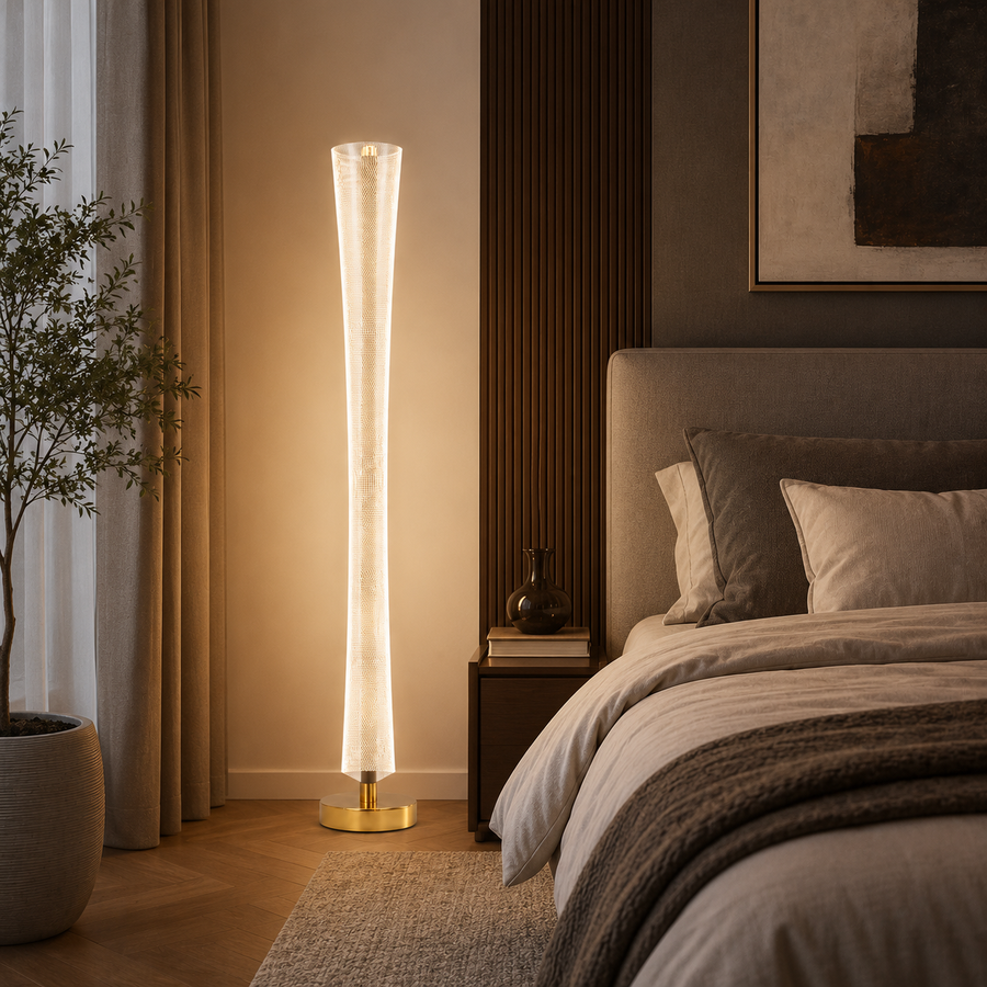 Lampadar LED 40W Modern Augustinus 127Cm Luminca Calda/Neutra/Rece Auriu