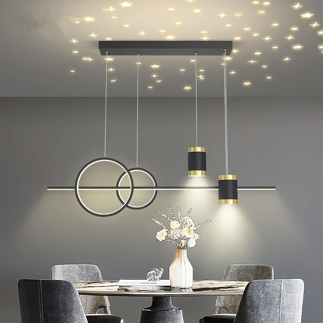 Lampadario LED a sospensione con telecomando PAULINA 60W, Luce Fredda/Calda/Neutra, Dimmerabile, Nero, Lampadari LED con Telecomando Titolo predefinito Alessandro Design
