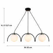Lustra Clasica EGVEKINOT, Glob, 3xE27, Inaltime Reglabila, Negru