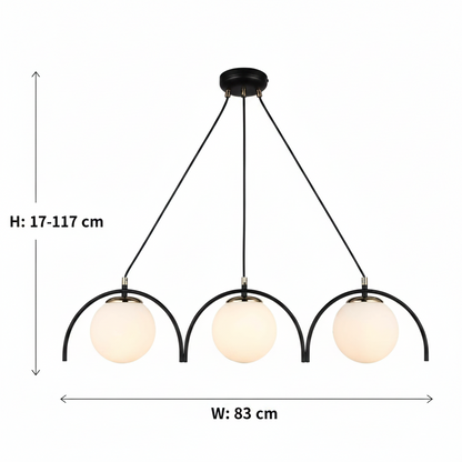 Lustra Clasica EGVEKINOT, Glob, 3xE27, Inaltime Reglabila, Negru