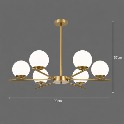 Lustra Clasica NUUK, 90x57cm, 6xE27, Metal si Plastic, Auriu