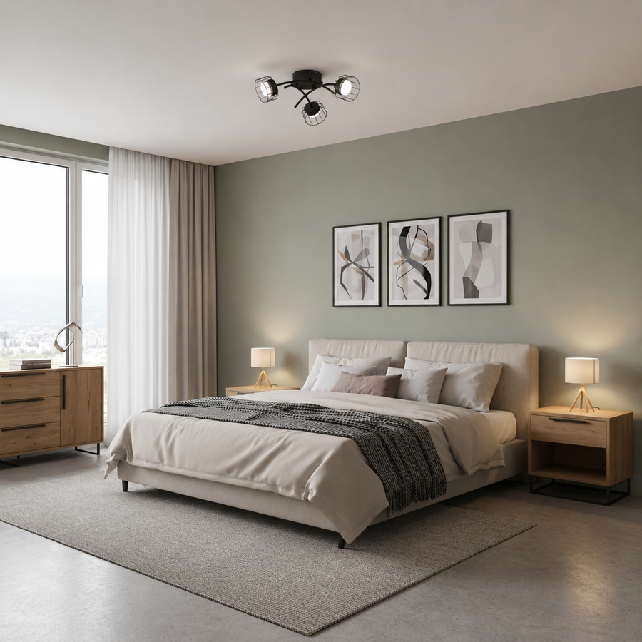 Lustra EPS, 3xG53, D56cm, Metal și Plastic, Negru