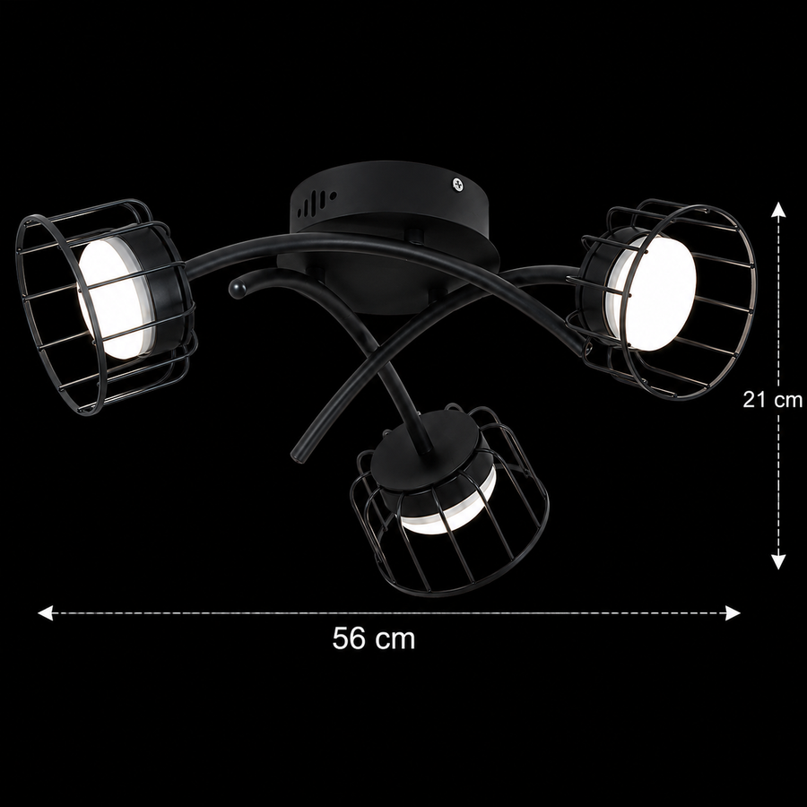 Lustra EPS, 3xG53, D56cm, Metal și Plastic, Negru
