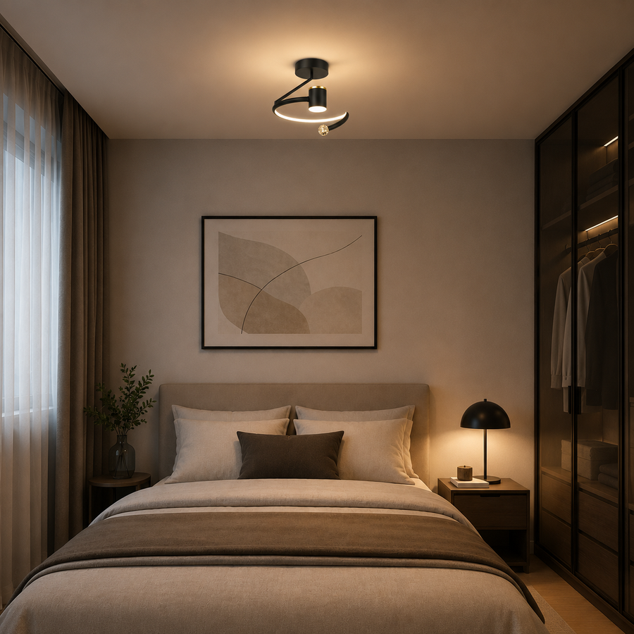 Lampadario LED, 34W, Diametro 24cm, Luce Fredda/Calda/Neutra, Nero