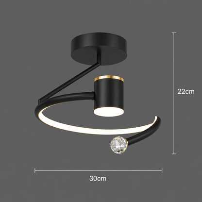 Lampadario LED, 34W, Diametro 24cm, Luce Fredda/Calda/Neutra, Nero