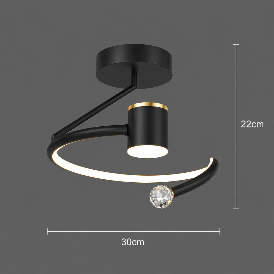 Lampadario LED, 34W, Diametro 24cm, Luce Fredda/Calda/Neutra, Nero