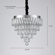 Lustra LED Cristal RIGO cu telecomanda Nobile Diametru 39cm, Crom Lucios, Inaltime Reglabila, Metal si Cristal