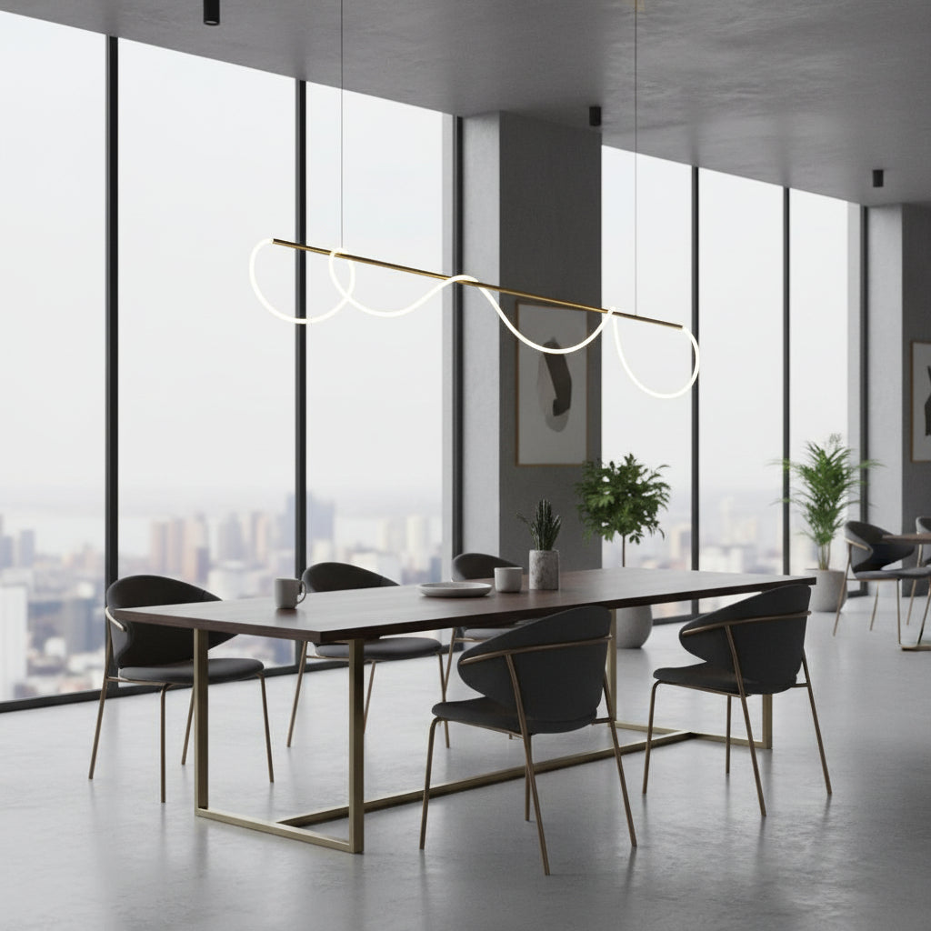 DIVINO Lampadario LED con Tubo Flessibile in Silicone - 62W, Luce Orientabile, Lampadari Moderni Oro Titolo predefinito Alessandro Design