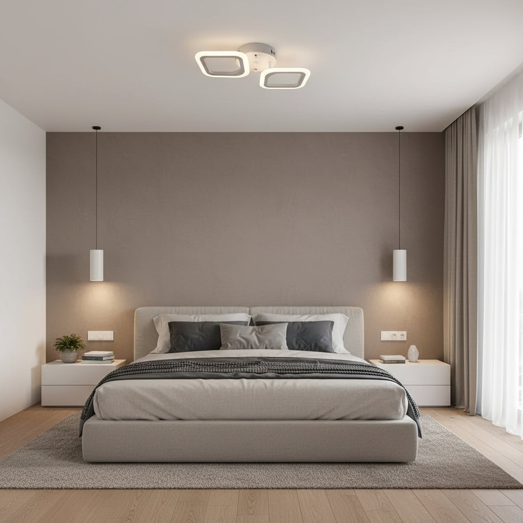 Lampadario LED ERIKA 27W, 2 Quadrati, Luce Neutra, Lampadari LED Applicati Bianco Titolo predefinito Alessandro Design