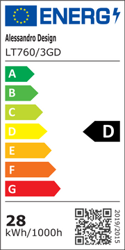 Lampadario LED a Sospensione in Acrilico LT760/3GD, 28W, Luce Calda/Neutra/Fredda 3000/4000/6000K, Bianco, Altezza Regolabile, Metallo e Acrilico
