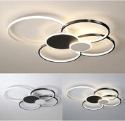 Lampadario LED con Telecomando, KILLIAN, 74W, 6 Cerchi, Luce Fredda/Calda/Neutra 3000K/4000K/6000K, Dimmerabile, Bianco e Nero, Lampadari LED in Metallo e Acrilico con Telecomando Titolo predefinito Alessandro Design