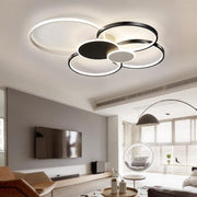 Lampadario LED con Telecomando, KILLIAN, 74W, 6 Cerchi, Luce Fredda/Calda/Neutra 3000K/4000K/6000K, Dimmerabile, Bianco e Nero, Lampadari LED in Metallo e Acrilico con Telecomando Titolo predefinito Alessandro Design