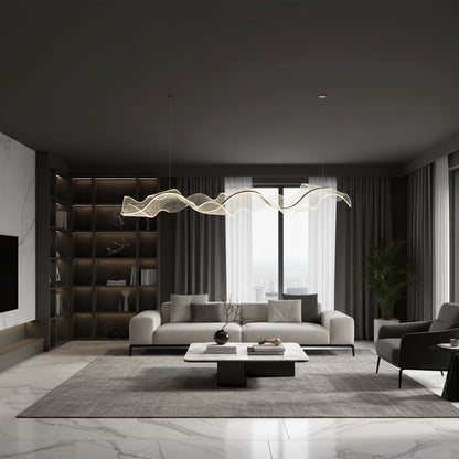 Lampadario LED con Telecomando, Sospensione AMI 63W, Lineare, Luce Fredda/Calda/Neutra, Oro, Lampadari LED con Telecomando Altezza Regolabile Titolo predefinito Alessandro Design