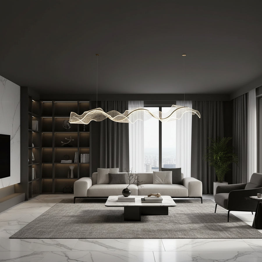 Lampadario LED con Telecomando, Sospensione AMI 63W, Lineare, Luce Fredda/Calda/Neutra, Oro, Lampadari LED con Telecomando Altezza Regolabile Titolo predefinito Alessandro Design
