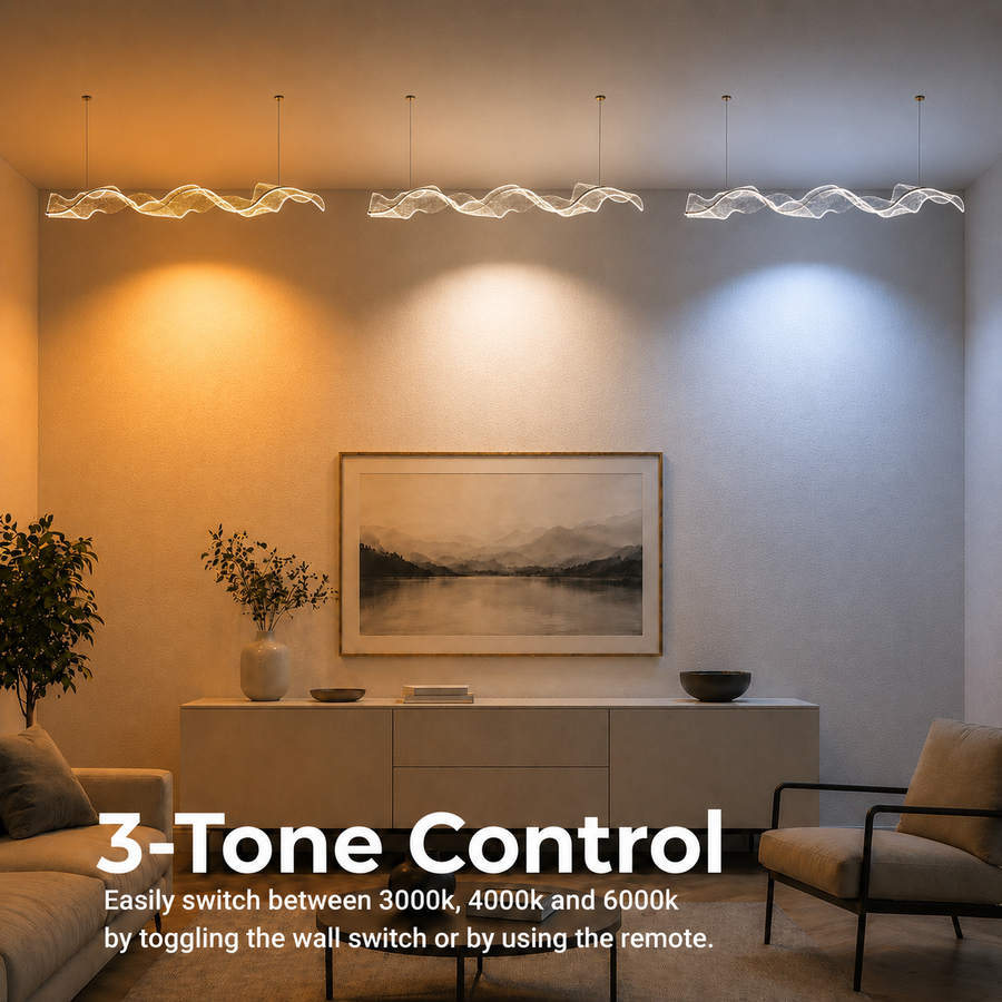 Lampadario LED con Telecomando, Sospensione AMI 63W, Lineare, Luce Fredda/Calda/Neutra, Oro, Altezza Regolabile