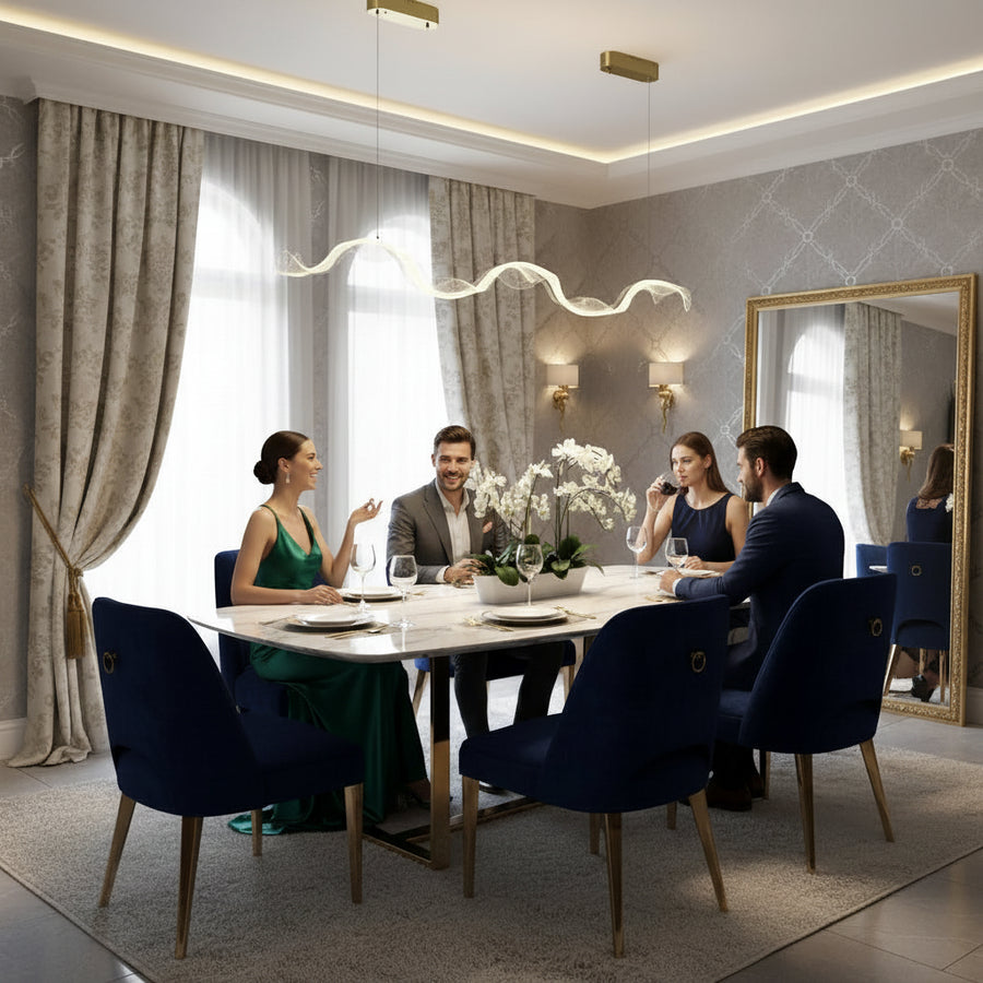 Lampadario LED con Telecomando, Sospensione AMI 63W, Lineare, Luce Fredda/Calda/Neutra, Oro, Lampadari LED con Telecomando Altezza Regolabile Titolo predefinito Alessandro Design
