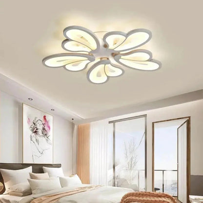 Lustra LED cu telecomanda BLOSSOM 95W, 5 Petale, lumina Rece/Calda/Neutra 3000K/4000K/6000K, Dimabila, Alb, Metal si Acril Lustre LED cu Telecomanda Default Title Alessandro Design