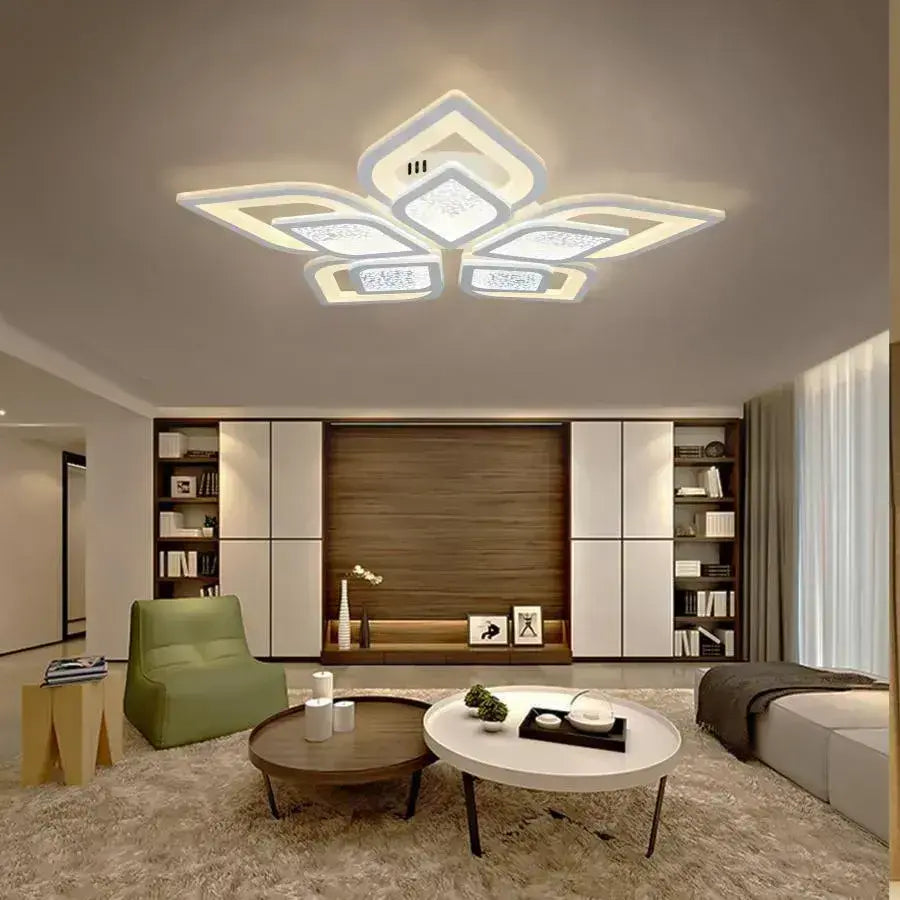 Lampadario a LED con telecomando DALIA 170W, 5 Petali, Luce Fredda/Calda/Neutra, Dimmerabile, Lampadario a LED Bianco con telecomando Titolo predefinito Alessandro Design