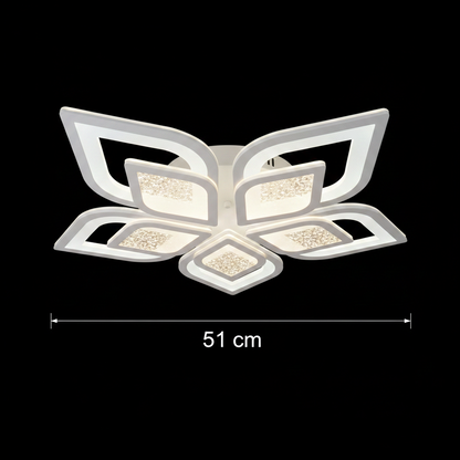 Lampadario LED con telecomando DALIA 96W, 5 Petali, Luce Fredda/Calda/Neutra, Dimmerabile, Bianco