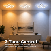 Lampadario LED con telecomando DALIA 96W, 5 Petali, Luce Fredda/Calda/Neutra, Dimmerabile, Bianco