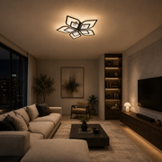 Lampadario LED con telecomando DALIA 96W, 5 Petali, Luce Fredda/Calda/Neutra, Dimmerabile, Nero