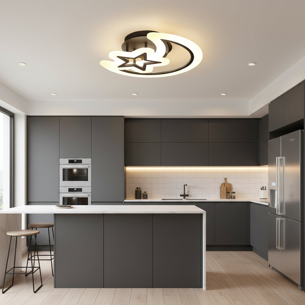 Lampadario a LED con telecomando MOON AND STAR 59W, 2 Elementi, Luce Fredda/Calda/Neutra, Dimmerabile, Lampadari a LED con telecomando Nero Titolo predefinito Alessandro Design