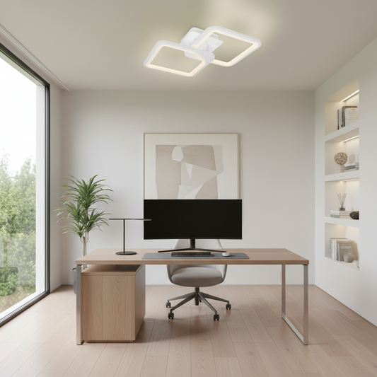 Lampadario a LED con telecomando ZOE 41W, 2 Quadrati, Luce Fredda/Calda/Neutra, Dimmerabile, Lampadario a LED Bianco con telecomando Titolo predefinito Alessandro Design