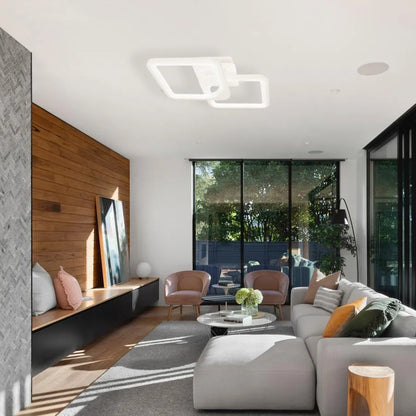 Lampadario a LED con telecomando ZOE 41W, 2 Quadrati, Luce Fredda/Calda/Neutra, Dimmerabile, Lampadario a LED Bianco con telecomando Titolo predefinito Alessandro Design