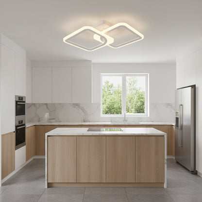 Lampadario a LED con telecomando ZOE 41W, 2 Quadrati, Luce Fredda/Calda/Neutra, Dimmerabile, Lampadario a LED Bianco con telecomando Titolo predefinito Alessandro Design