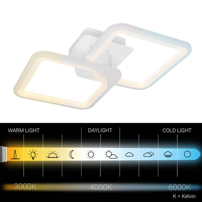 Lampadario a LED con telecomando ZOE 41W, 2 Quadrati, Luce Fredda/Calda/Neutra, Dimmerabile, Lampadario a LED Bianco con telecomando Titolo predefinito Alessandro Design