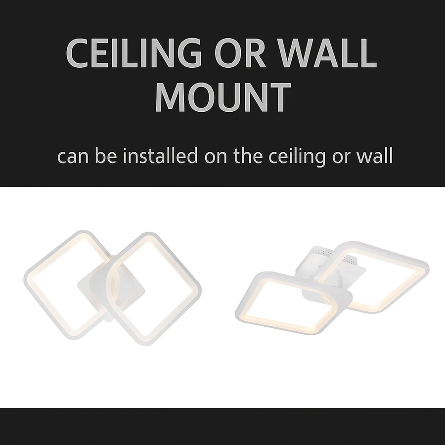 Lampadario a LED con telecomando ZOE 41W, 2 Quadrati, Luce Fredda/Calda/Neutra, Dimmerabile, Lampadario a LED Bianco con telecomando Titolo predefinito Alessandro Design