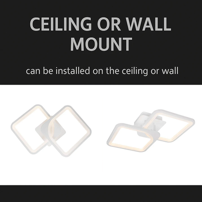 Lampadario a LED con telecomando ZOE 41W, 2 Quadrati, Luce Fredda/Calda/Neutra, Dimmerabile, Lampadario a LED Bianco con telecomando Titolo predefinito Alessandro Design