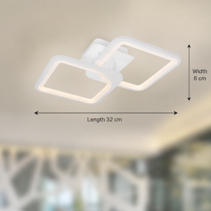Lampadario a LED con telecomando ZOE 41W, 2 Quadrati, Luce Fredda/Calda/Neutra, Dimmerabile, Lampadario a LED Bianco con telecomando Titolo predefinito Alessandro Design