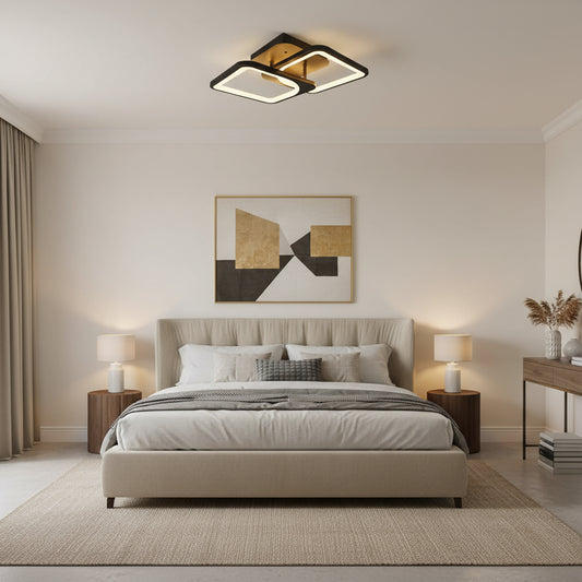 Lampadario a LED con telecomando ZOE 27W, 2 Quadrati, Luce Fredda/Calda/Neutra, Dimmerabile, Nero Lampadari a LED con telecomando Titolo predefinito Alessandro Design