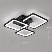 Lustra LED cu telecomanda ZOE 60W, 3 Patrate, lumina Rece/Calda/Neutra, Dimabila, Negru, Metal si Acril
