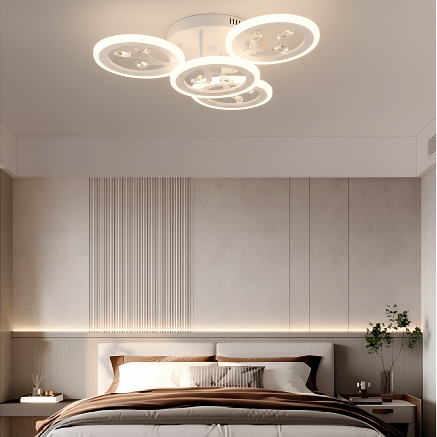 Lampadario a LED con telecomando e cristallo DAISY 53W, 4 Elementi, Luce Fredda/Calda/Neutra, Dimmerabile, Lampadario a LED Bianco con telecomando Titolo predefinito Alessandro Design
