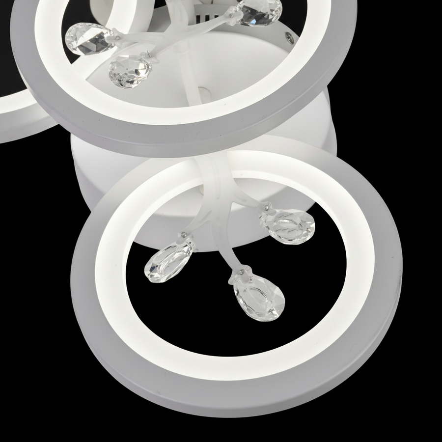 Lampadario LED con telecomando e cristallo DAISY 53W, 4 Elementi, Luce Fredda/Calda/Neutra, Dimmerabile, Bianco