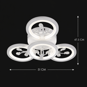 Lampadario LED con telecomando e cristallo DAISY 53W, 4 Elementi, Luce Fredda/Calda/Neutra, Dimmerabile, Bianco