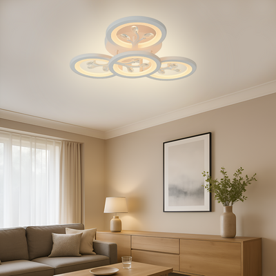 Lampadario LED con telecomando e cristallo DAISY 53W, 4 Elementi, Luce Fredda/Calda/Neutra, Dimmerabile, Bianco