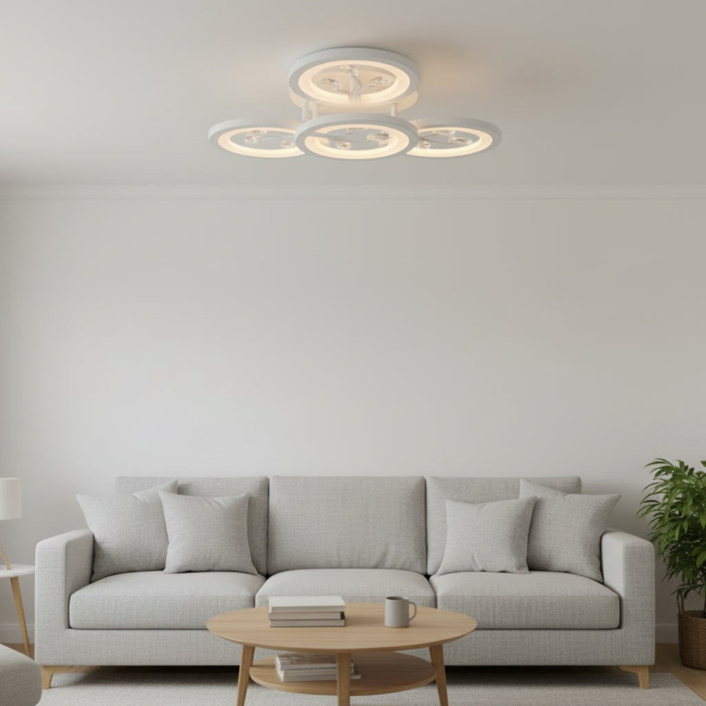 Lampadario a LED con telecomando e cristallo DAISY 53W, 4 Elementi, Luce Fredda/Calda/Neutra, Dimmerabile, Lampadario a LED Bianco con telecomando Titolo predefinito Alessandro Design