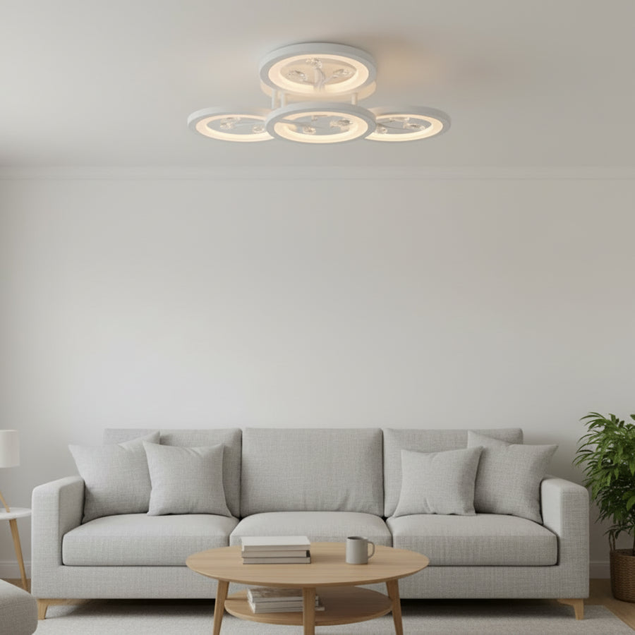 Lampadario a LED con telecomando e cristallo DAISY 53W, 4 Elementi, Luce Fredda/Calda/Neutra, Dimmerabile, Lampadario a LED Bianco con telecomando Titolo predefinito Alessandro Design