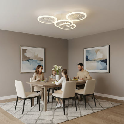 Lampadario a LED con telecomando e cristallo DAISY 53W, 4 Elementi, Luce Fredda/Calda/Neutra, Dimmerabile, Lampadario a LED Bianco con telecomando Titolo predefinito Alessandro Design