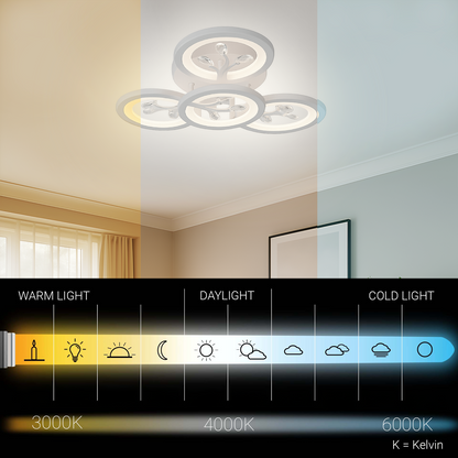 Lampadario a LED con telecomando e cristallo DAISY 53W, 4 Elementi, Luce Fredda/Calda/Neutra, Dimmerabile, Lampadario a LED Bianco con telecomando Titolo predefinito Alessandro Design